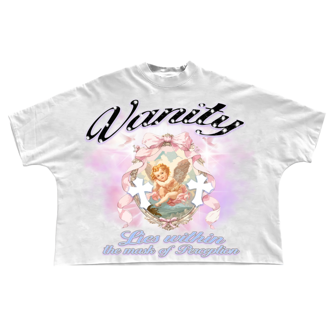 "A" VANITY Rhinestone offwhite cropped oversized