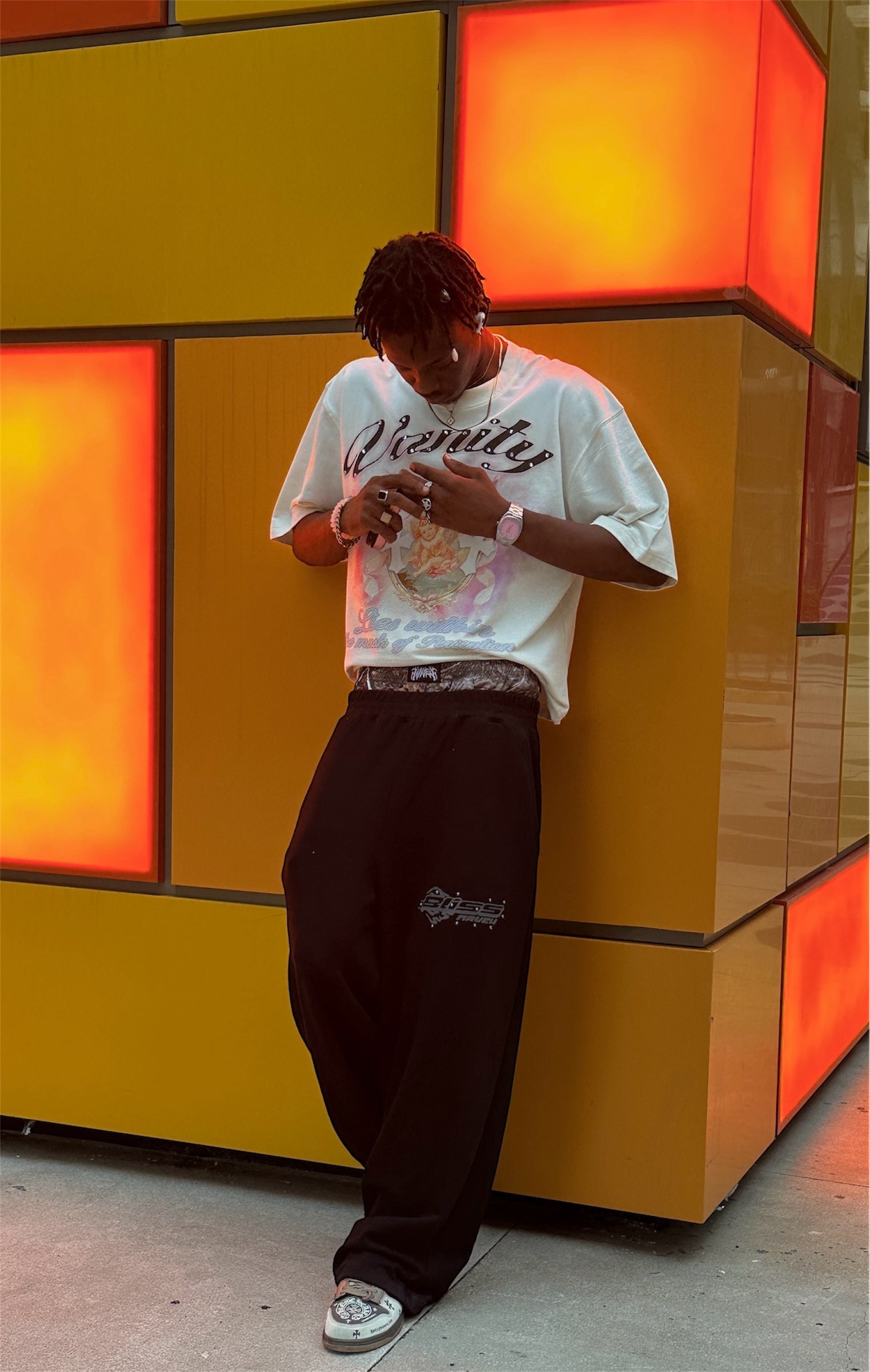 "A" Double Waisted Tree Sweatpants
