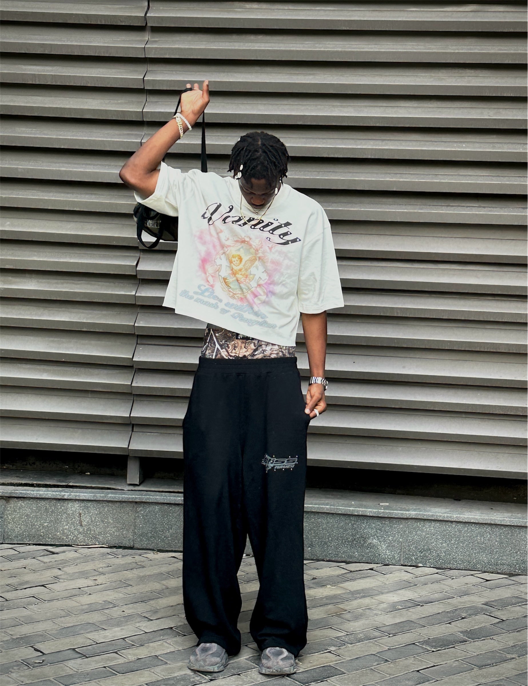 "A" Double Waisted Tree Sweatpants