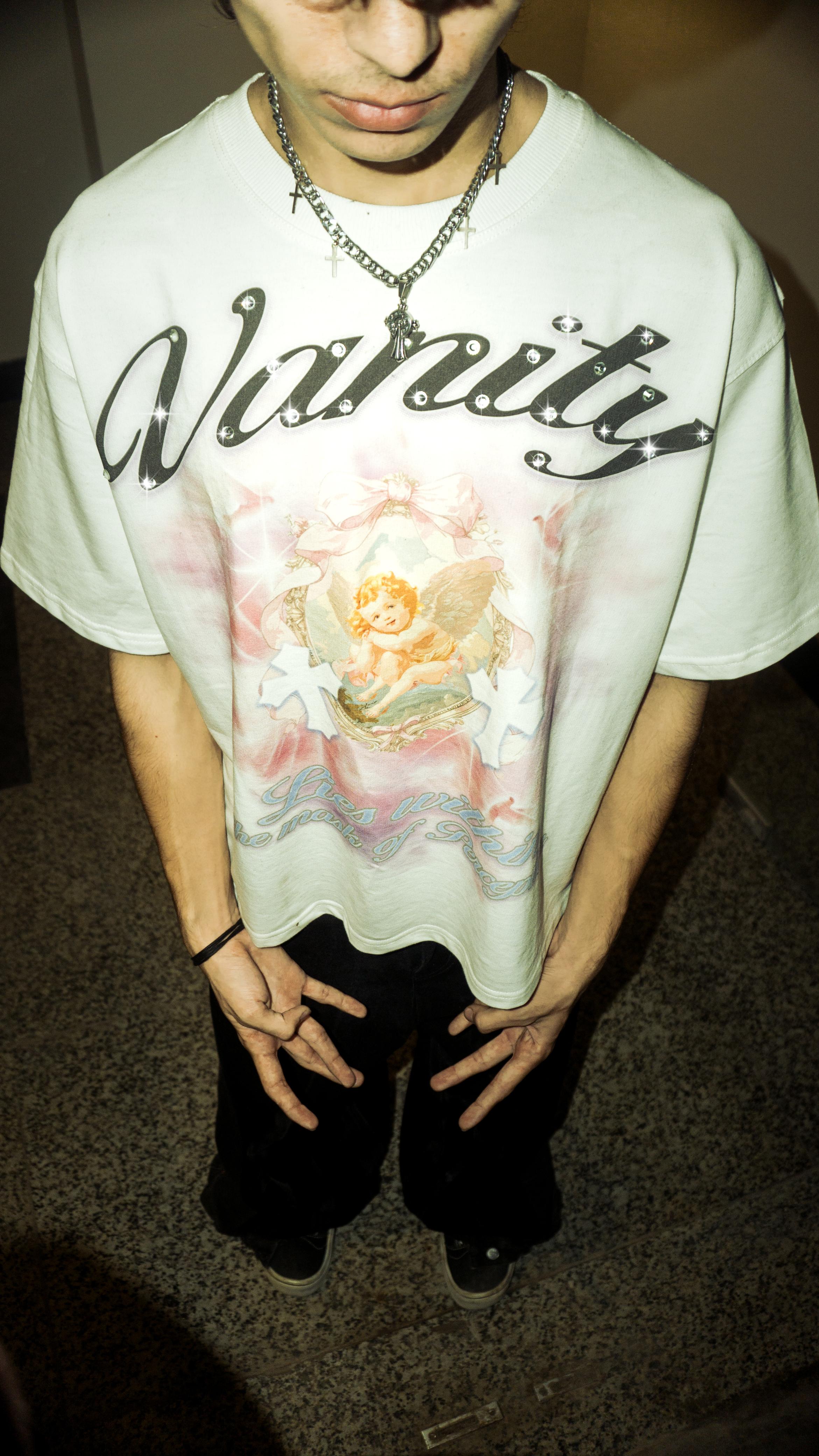 "A" VANITY Rhinestone offwhite cropped oversized